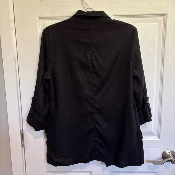 Love Tree Partial Linen Black Blazer - Picture 4 of 6